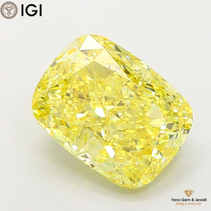 Diamant CVD de laboratoire, couleur jaune vif fantaisie, clarté VS1, taille coussin, 5,00 carats, avec certificat IGI pour un ensemble de bijoux unique - Product Image 1
