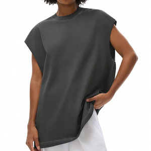 <b>Men</b> Crew Neck Sleeveless T-Shirt Plain Dark Gray 100% Cotton Knitted All Seasons Machine Washable T Shirts - Product Image 3