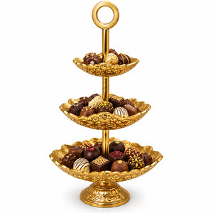 Support à chocolats en métal vert émeraude avec accent croissant doré pour hôtels, mariages et événements – Tailles et couleurs personnalisées disponibles - Product Image 3
