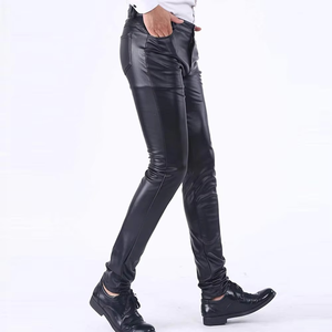 Nouveauté : Pantalon en cuir pour homme, style décontracté, couleurs unies, best-seller, streetwear haut de gamme, design simple. - Product Image 3