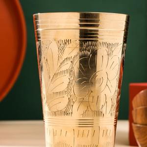 Latest Designer Handmade Antique Brass <b>Goblet</b> Glass Set Metal Material for Serving Beer <b>Wine</b> and Water metal ware - Product Image 1