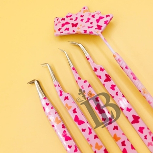 Nouvelles pinces personnalisées en vison durable, motif papillon rose, pour extensions de cils, avec impression sur papier, offre de logo pour cils plats - Product Image 4
