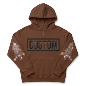 Vente en gros de sweats à capuche surdimensionnés pour hommes, personnalisés avec fermeture éclair, effet usé, logo brodé, strass, impression numérique - Product Image 4
