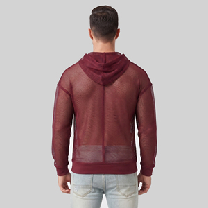 Women Oversized Hoodie Mesh Sweatshirt 100% Polyester Night Clubwear Mesh Hoodies Ladies Drop Shoulder Zipper Transparent Hoodie - Product Image 5