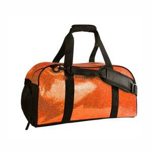 Golden Metallic <b>Duffel</b> <b>Bag</b> with Black Handles Zipper Closure Sport Fitness Travel Gym <b>Bag</b> Durable Design - Product Image 3
