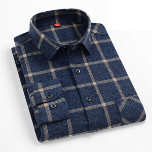 Chemise en flanelle à carreaux 100% coton de qualité supérieure, taille plus, pour hommes, tissu brossé doux, boutonnée, vêtements de travail décontractés d'automne - Product Image 5