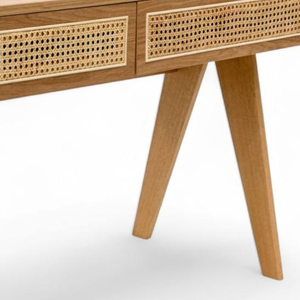 Console en teck avec 2 tiroirs en rotin, couleur naturelle et design minimaliste pour la décoration de meubles de maison - Product Image 6