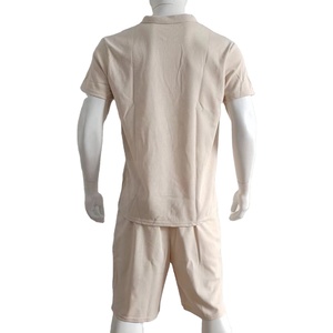 Ensembles de survêtement taille US logo personnalisé couleur unie à manches courtes joggers costume vêtements de plage deux pièces vêtements hommes ensembles courts - Product Image 2