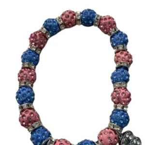 เจเจโออาสร้อยข้อมือประดับลูกปัดประดับเพชร ลูกปัดสีชมพูและสีฟ้าพร้อมจี้ปี 1938 สำหรับผู้หญิง เครื่องประดับทันสมัย ​​สร้อยข้อมือสำหรับใส่ลำลอง - Product Image 2