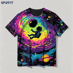 Black Light Reactive <b>T</b> <b>Shirt</b> Trippy Rainbow Geometric Print Loose Fit Short Sleeve <b>Festival</b> Tee for Men - Product Image 3