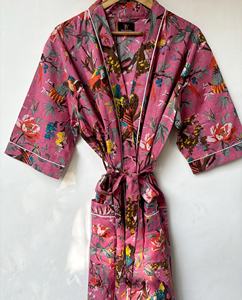 Kimono de Algodón con Estampado Animal Estilo Boho para Mujer, Cuello en V, Largo Completo, Informal, para Playa o Descanso, Secado Rápido, Primavera/Verano - Product Image 2
