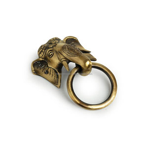Handcrafted Solid Brass Elephant Head Door Knocker with Ornate Detailing for Front Door <b>Hardware</b> and Entrance Decoration - Product Image 3