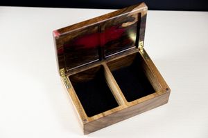 Burgundy Blaze <b>Keepsake</b> Case Scarlet Drift Wood Case Red Finish Artistic Storage <b>Box</b> For Jewelry organizer Resin Crafts - Product Image 5