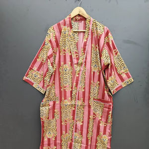 ชุดกิโมโนพิมพ์ลายการ์ตูน Naaz Textile สำหรับผู้หญิง ผ้าฝ้าย 100% ชุดนอนฤดูร้อน ทำมือ ODM คอวี เอวยางยืด ความยาวระดับเข่า - Product Image 1