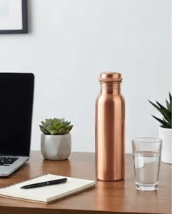 Classic Pure <b>Copper</b> Water <b>Bottle</b> Eco Friendly Wellness <b>Bottle</b> Premium Minimalist Design Ideal For Hydration Home Office Travel - Product Image 1