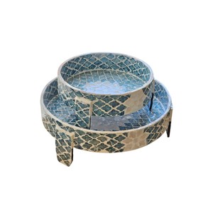 ชุดภาชนะสองชั้นลายเปลือกหอยมุกสีเขียวขุ่น งานแฮนด์เมด สำหรับร้านค้า - Product Image 1
