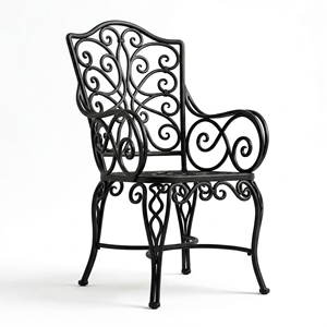 Chaise en fer forgé classique européenne, forgée à la main, écologique, revêtement poudré, motif floral, mobilier d'extérieur, utilisation en jardin - Product Image 3