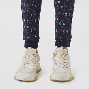 Pantalon de jogging pour femme bleu marine à motifs imprimés, taille élastique avec cordon de serrage, vente en gros Europe, streetwear décontracté - Product Image 5