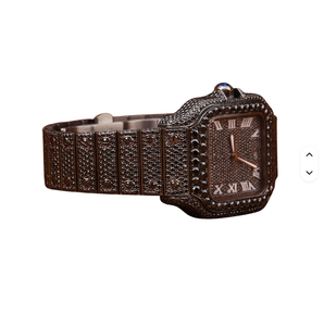 Montre Moissanite pour Homme, avec bracelet en tissu carré personnalisé, certifiée par testeur de diamants, couleur DEF, pureté VVS, style Hiphop entièrement sertie de pierres. - Product Image 2