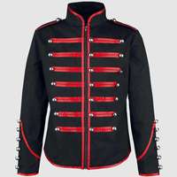 Veste de style militaire noire pour homme, col montant, manches longues, fermeture boutonnée, coupe classique, broderie dorée imprimée