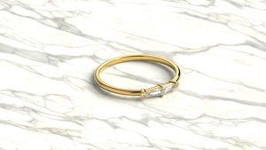 Anillo de Compromiso de Lujo en Oro de 18K con Diamantes Naturales en Forma de Baguette, Ligero, Alargado, con Bisel de Diamantes, Anillos Apilables, Regalo para Mujer - Product Image 3