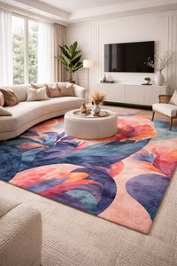 Achetez un tapis moderne à motifs floraux abstraits, tapis artistique à fleurs, tapis doux pour salon, tapis décoratif de luxe, tapis pour chambre à coucher, décoration intérieure - Product Image 6