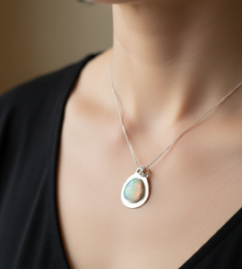 Pendentif en opale éthiopienne en argent sterling 925, forme de goutte, plaqué or rose et or jaune, bijoux bohèmes faits à la main, cadeau pour femmes - Product Image 3