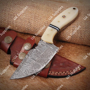 Cuchillo EDC de Supervivencia para Camping al Aire Libre con Hoja Fija de Acero de Damasco Personalizable al por Mayor, Mango de Resina, Madera Pakka y Latón, DIY OEM - Product Image 5
