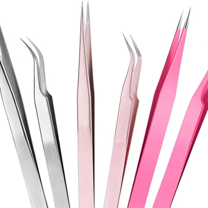 6 Pinzas de Precisión Antiestáticas de Acero Inoxidable Reutilizables de Alta Calidad para Extensión de Pestañas, Rectas y Curvas - Product Image 3