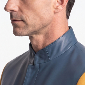 Men's Custom <b>Leather</b> <b>Blazer</b> Wholesale Men's Genuine <b>Leather</b> <b>Blazer</b> with Custom Color Men Full Sleeve Button Down <b>Leather</b> <b>Blazer</b> - Product Image 4