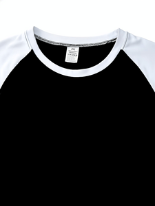 Camiseta Deportiva de Compresión para Hombre, Manga Raglán, Negra y Blanca, Secado Rápido, Corte Ajustado, Cuello Redondo, Manga Larga, para Entrenamiento - Product Image 5