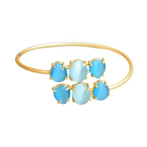 蓝色水晶手镯制造供应商印度批发镀金珠宝卖家时尚设计