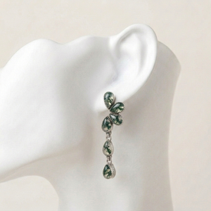 Boucles d'oreilles pendantes uniques en argent sterling 925 faites à la main avec agate mousse naturelle, style bohème, en forme de goutte, avec grappe de pierres précieuses, vente en gros - Product Image 2
