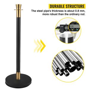 Set di montanti per il controllo della folla in 6 pezzi 5 Ft/1.5 m barriera in velluto nero facile montaggio, robusta Base in metallo - Product Image 2