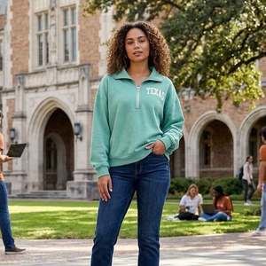 OEM Wholesale High Quality Women Half Zip Up <b>Mock</b> <b>Neck</b> <b>Top</b> Long Sleeve Soft Cozy Everyday Sweatshirt - Product Image 1