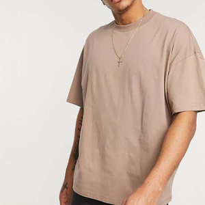 T-shirt décontracté pour homme en coton 100% tricoté, coupe classique, manches courtes, col rond, vert olive, anti-plis, 320g - Product Image 2