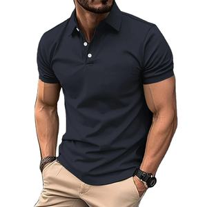 Chemise polo pour homme, tissu en jersey respirant, manches courtes avec boutons de revers, couleur unie, simple et durable - Product Image 5
