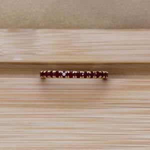 14K Yellow Gold Natural Ruby Eternity <b>Ring</b> for Women | Stackable Wedding Band | Fine Jewelry Anniversary Gift Wholesale - Product Image 3