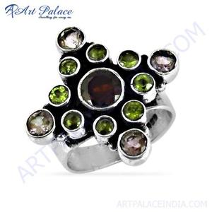 Bague en argent Art Palace avec améthyste, grenat et péridot éblouissants, une pièce de joaillerie fine haut de gamme - Product Image 3