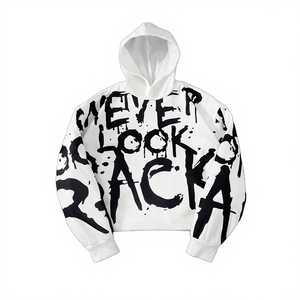 Sudadera con Capucha para Hombre, Estampado de Letras Graffiti, Sudadera con Capucha de Felpa de Algodón Grueso, Ropa Urbana Informal de Moda, Prendas OEM - Product Image 5