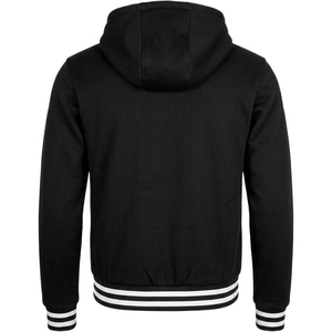 <b>Men's</b> Black Red Color Block Varsity <b>Jacket</b> Hooded Casual Cotton Polyester Sleeve Regular Fit Autumn Wear - Product Image 6