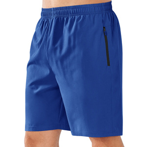 Men's Navy Solid Quick Dry Bermuda Shorts <b>Elastic</b> Waist Zipper Pocket Casual Workout Running Shorts - Product Image 3