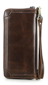 Cartera de Mano con Cierre de Cremallera y Correa para la Muñeca, de Cuero Marrón, Modelo A10, de Fazmax Corporation - Product Image 3