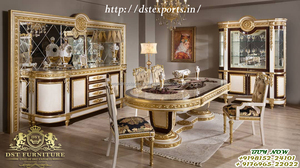 Juego de muebles de dormitorio formal estilo Emperador, cama King Size de estilo tradicional y mesitas de noche, cama King Size clásica, tienda en línea - Product Image 3