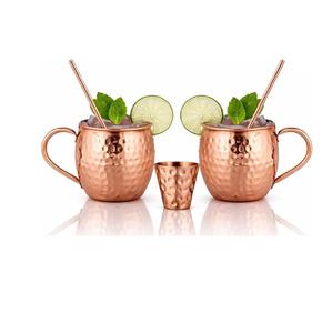 Ensemble de 4 tasses Moscow Mule en acier inoxydable plaqué cuivre gunmetal 18 oz, avec doseur et pics à cocktail pour boissons fraîches - Product Image 4