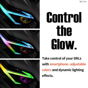 Kit de rétrofit de phare LED AJ Aerox avec double lentille de projecteur Fisheye 2 pouces 35W, contrôle par application pour éclairage avant de moto RGB DRL - Product Image 4