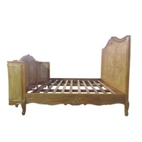 Cama de Ratán con Estructura de Madera de Caoba, Tamaño King, Fabricada en Indonesia para Muebles de Dormitorio de Estilo Americano