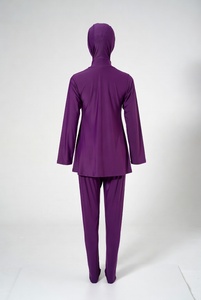 Unisex Solid Purple Long Sleeve Modest Swimwear Tunic Top Full Length Leggings UPF50+ Breathable Lightweight Polyester/Nylon All - Product Image 5