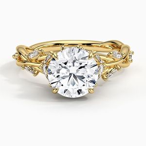 Anillo de Compromiso RITZIN RIH3242 de Oro Amarillo con Corte Redondo y Diamante Cultivado en Laboratorio para Mujer - Product Image 4