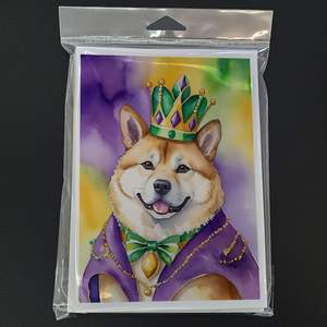 Akita King of Mardi Gras Whimsical A7 Tarjetas de notas en blanco Paquete de 8 con sobres Tarjetas de felicitación de tamaño 5x7 - Product Image 3